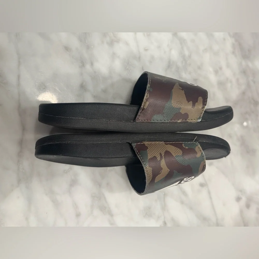 Adidas Camouflage 13K Black Slides Sandals boys kids size 13 camo slip on shoes